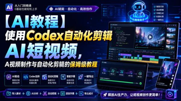 【AI教程】使用Codex自动化剪辑AI短视频，AI视频制作与自动化剪辑的保姆级教程-一鸣资源网