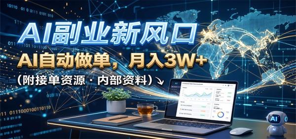 AI副业新风口，AI自动做单，月入3W+，附接单资源-一鸣资源网