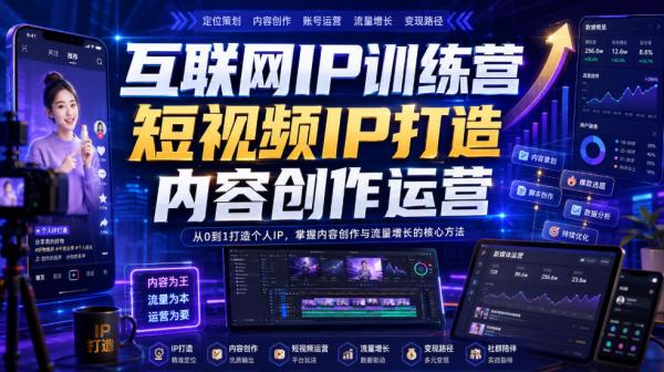互联网IP训练营，短视频IP打造，内容创作运营-一鸣资源网