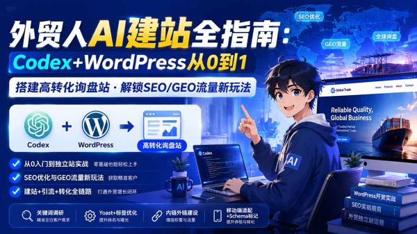 外贸人AI建站全指南：Codex+WordPress从0到1·搭建高转化询盘站·解锁SEO/GEO流量新玩法-更新-一鸣资源网