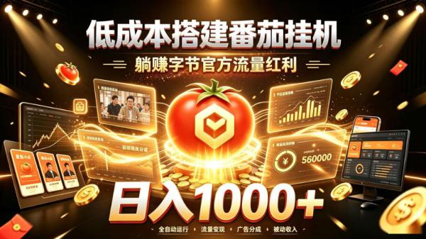 低成本搭建番茄挂G，躺賺字节官方流量红利，日入1k+，全程傻瓜式落地【揭秘】-一鸣资源网