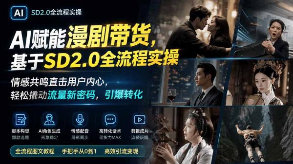 AI赋能漫剧带货，基于SD2.0全流程实操；情感共鸣直击用户内心，轻松撬动流量新密码，引爆转化-一鸣资源网