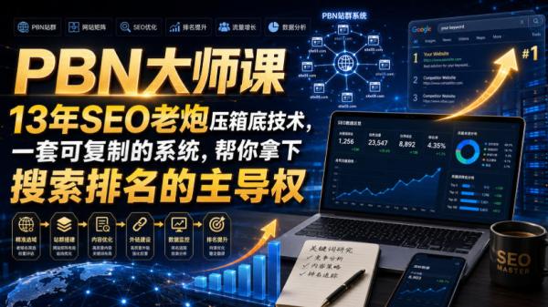 PBN大师课13年SEO老炮压箱底技术，一套可复制的系统，帮你拿下搜索排名的主导权【原创双语字幕】-一鸣资源网
