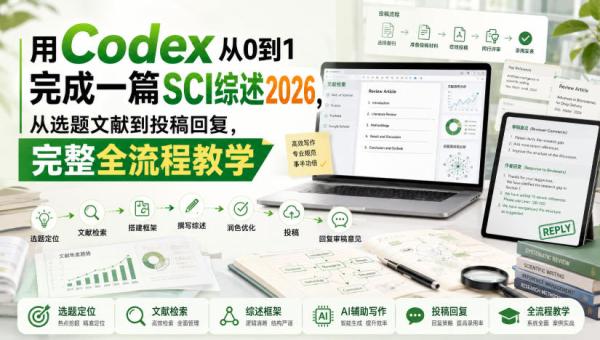 用Codex从0到1完成一篇SCI综述2026，从选题文献到投稿回复，完整全流程教学-一鸣资源网
