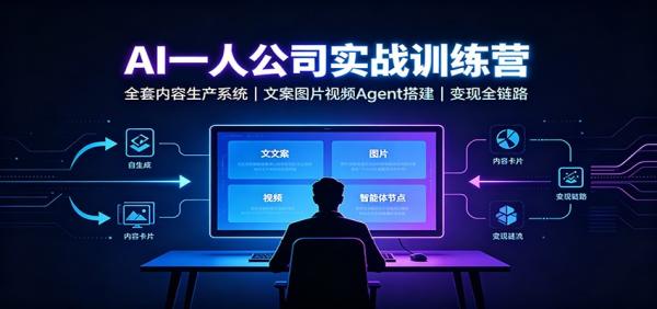 AI创作一人公司实战训练营：全套内容生产系统，文案图片视频Agent搭建变现全链路-一鸣资源网