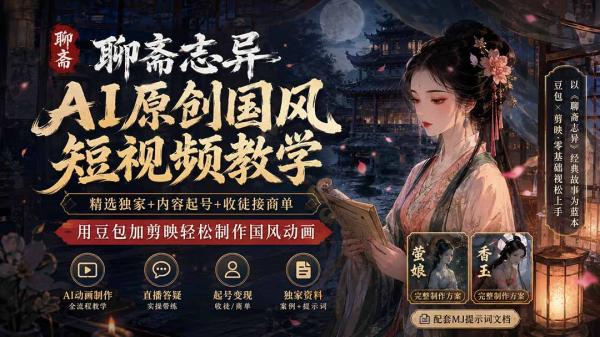图片[1]-聊斋志异AI原创国风短视频教学-更新；精选独家+内容起号+收徒接商单，用豆包加剪映轻松制作国风动画-一鸣资源网