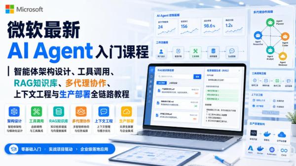 图片[1]-微软最新AI Agent入门课程｜智能体架构设计、工具调用、RAG知识库、多代理协作、上下文工程与生产部署全链路教程【英文】-一鸣资源网