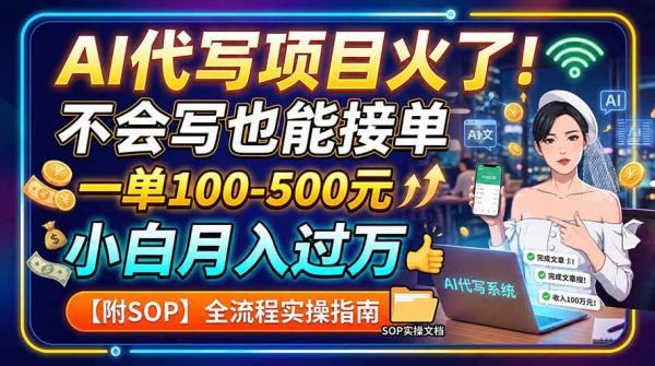 AI代写项目火了！不会写也能接单，一单100-500元，小白月入过万【附SOP】-一鸣资源网