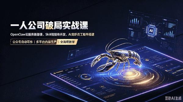 一人公司破局实战课｜OpenClaw云服务器部署、Skill智能体开发、AI龙虾员工矩阵搭建，公众号自动写作与多平台内容…-一鸣资源网