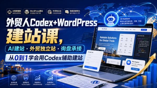 外贸人Codex+WordPress建站课，AI建站·外贸独立站·询盘承接，从0到1学会用Codex辅助建站(更新0821)-一鸣资源网