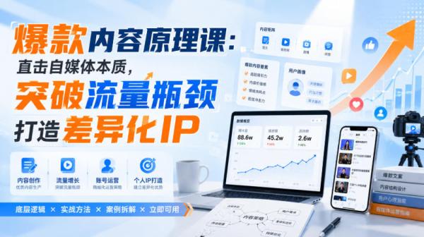 爆款内容原理课：直击自媒体本质，突破流量瓶颈打造差异化IP-一鸣资源网