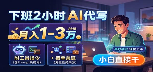 下班2小时AI代写，月入1-3万，附工具指令+接单渠道，小白直接干-一鸣资源网