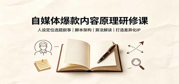 自媒体爆款内容原理研修课：人设定位选题叙事，脚本架构，算法解读打造差异化IP-一鸣资源网