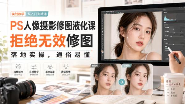 PS人像摄影修图液化课，拒绝无效修图，落地实操，通俗易懂-一鸣资源网