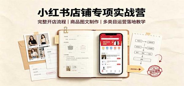 小红书店铺专项实战营：完整开店流程，商品图文制作，多类目运营落地教学-一鸣资源网