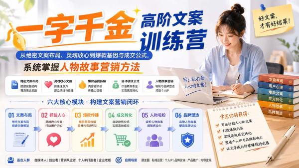 图片[1]-一字千金高阶文案训练营：从绝密文案布局、灵魂收心到爆款基因与成交公式，系统掌握人物故事营销方法-一鸣资源网