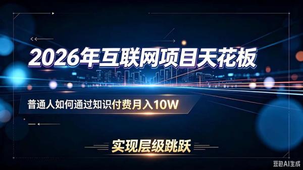 2026年互联网项目天花板：普通人如何通过知识付费月入10W，实现层级跳跃-一鸣资源网