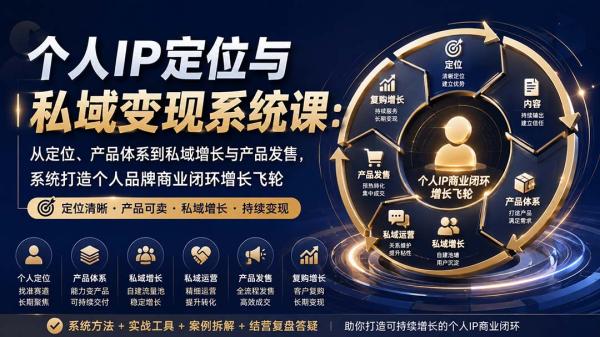 个人IP定位与私域变现系统课：从定位、产品体系到私域增长与产品发售，系统打造个人品牌商业闭环增长飞轮-一鸣资源网