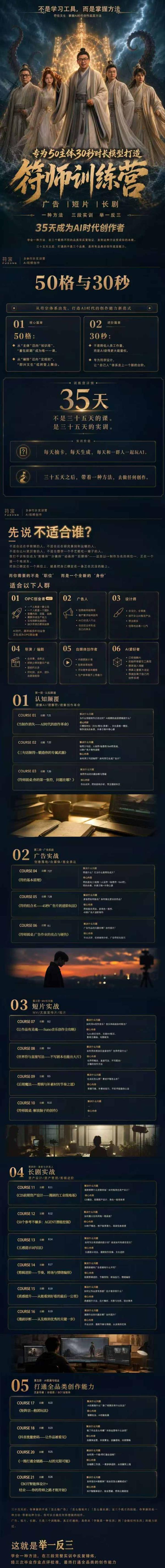 图片[3]-符师训练营-35天成为AI时代创作者，广告+短片+漫剧+智能体四大实战方向，掌握从创意到上线的完整工作流-一鸣资源网