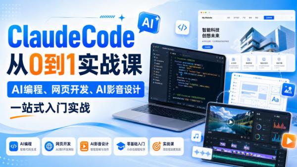 Claude Code从0到1实战课，AI编程、网页开发、AI影音设计一站式入门实战(更新)-一鸣资源网