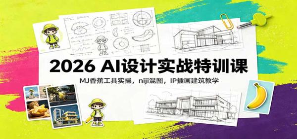 2026 AI设计实战特训课：MJ香蕉工具实操，niji混图，IP插画建筑教学-一鸣资源网