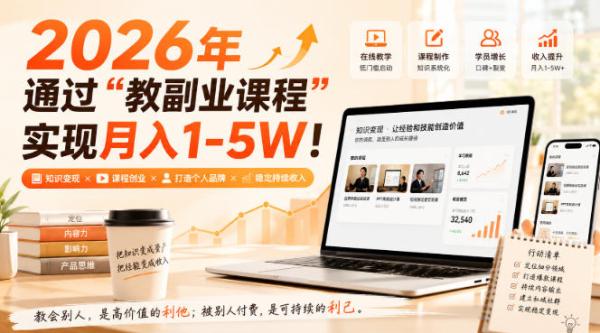 2026年通过“教副业课程”实现月入1-5W！毫无保留的全部教给你，长期稳定【揭秘】-一鸣资源网