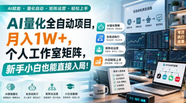AI量化全自动项目，月入1W+，个人工作室矩阵，新手小白也能直接入局！【揭秘】-一鸣资源网