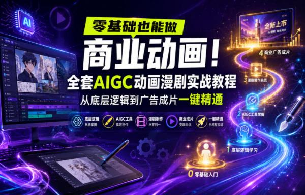 零基础也能做商业动画！全套AIGC动画漫剧实战教程，从底层逻辑到广告成片一键精通(更新0905)-一鸣资源网