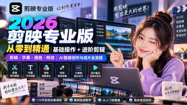 图片[1]-2026剪映专业版从零到精通｜基础操作+进阶剪辑｜剪辑·字幕·调色·特效｜AI智能创作与成片全流程-一鸣资源网
