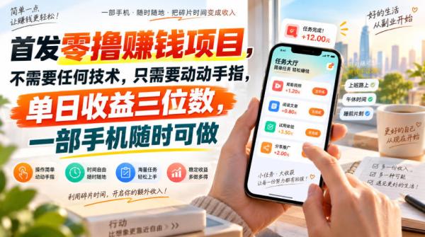 首发零撸賺钱项目，不需要任何技术，只需要动动手指，单日收益三位数，一部手机随时可做【揭秘】-一鸣资源网