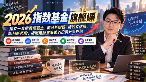 图片[1]-2026指数基金旗舰课｜建立一套能看懂基金、能分析指数、能独立估值、能判断风险、能制定配置策略的投资分析框架-一鸣资源网