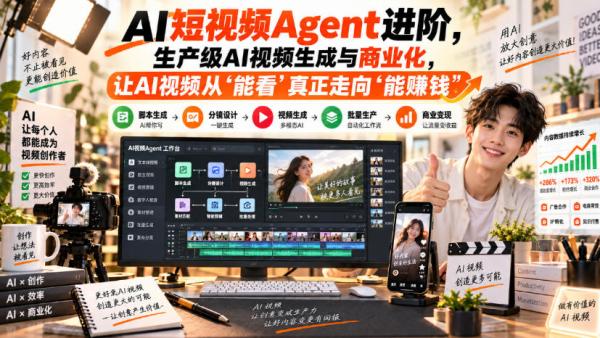 AI短视频Agent进阶，生产级AI视频生成与商业化，让AI视频从”能看”真正走向”能賺钱”-一鸣资源网