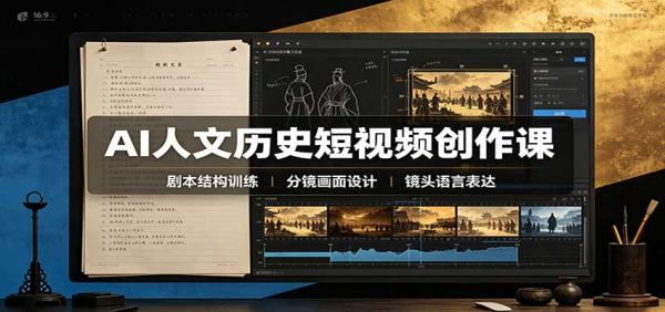 AI人文历史短视频创作课：赛道对标、剧本分镜制图，掌握视频完整产出流程-一鸣资源网