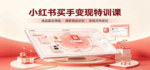 小红书买手变现特训课：账号定位养号起号，选品挂车，笔记标题封面全套教学-一鸣资源网