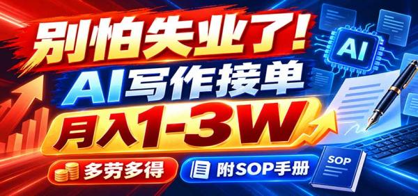 别怕失业了！AI写作接单月入1-3W，多劳多得，附SOP手册-一鸣资源网
