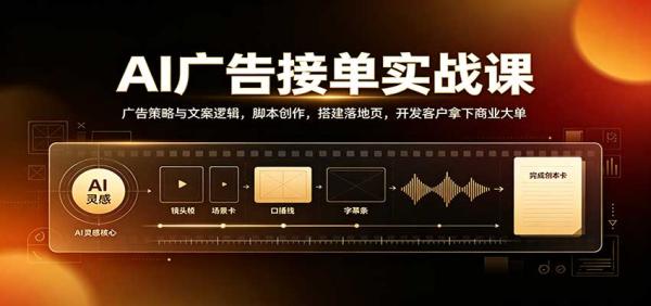 AI广告接单实战：广告策略与文案逻辑，脚本创作，搭建落地页，开发客户拿下商业大单-一鸣资源网