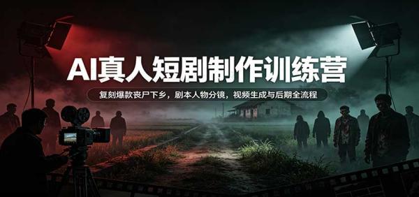 AI真人短剧制作训练营：复刻爆款丧尸下乡，剧本人物分镜，视频生成与后期全流程-一鸣资源网