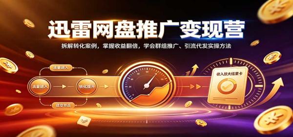 迅雷网盘推广变现营：拆解转化案例，掌握收益翻倍，学会群组推广、引流代发实操方法-一鸣资源网