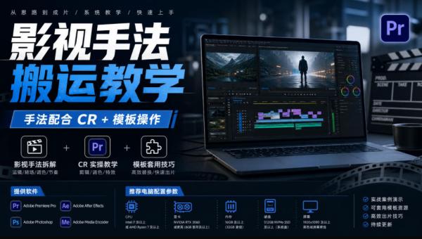 影视手法搬运教学，手法配合CR+模板操作，需要电脑，提供软件+配置参数-一鸣资源网