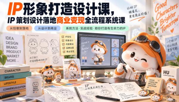IP形象打造设计课，IP策划设计落地商业变现全流程系统课-一鸣资源网