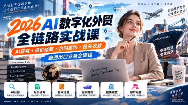 图片[1]-2026AI数字化外贸全链路实战课：AI获客+报价磋商+合同履约+报关收款，跑通出口业务全流程-一鸣资源网