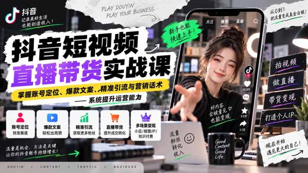 图片[1]-抖音短视频直播带货实战课：掌握账号定位、爆款文案、精准引流与营销话术，系统提升运营能力-一鸣资源网