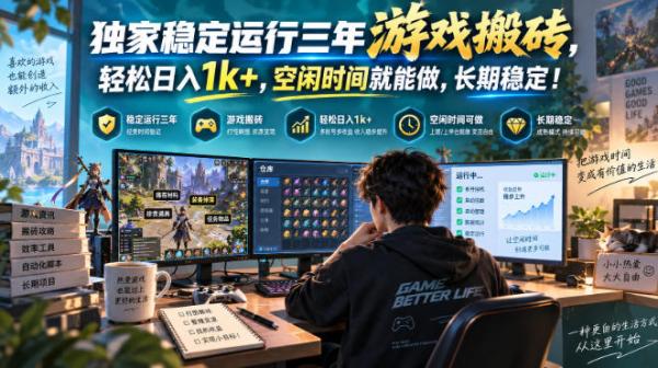 图片[1]-独家稳定运行三年游戏搬砖，轻松日入1k+，空闲时间就能做，长期稳定！【揭秘】-一鸣资源网