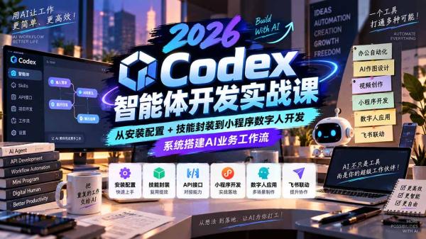 图片[1]-2026Codex智能体开发实战课：从安装配置+技能封装到小程序数字人开发，系统搭建AI业务工作流-一鸣资源网