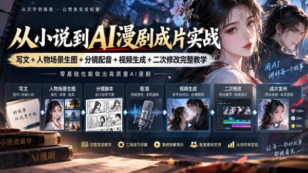 图片[1]-从小说到AI漫剧成片实战：写文+人物场景生图+分镜配音+视频生成+二次修改完整教学-一鸣资源网