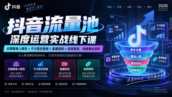 图片[2]-抖音流量池深度运营实战线下课｜云图精准人群包+千川竞价投放+直播加热+品效联投，构建增长闭环-一鸣资源网