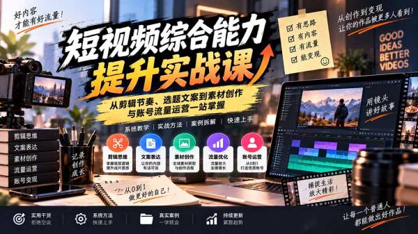 图片[2]-短视频综合能力提升实战课：从剪辑节奏、选题文案到素材创作与账号流量运营一站掌握-一鸣资源网