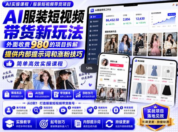 图片[1]-外面收费980AI快手带货系统课程，内部课程首次外放，操作简单高效，一分钟一条爆款视频-一鸣资源网