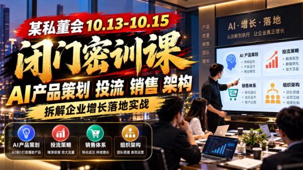 某私董会10.13-10.15闭门密训课，AI产品策划投流销售架构，拆解企业增长落地实战-一鸣资源网