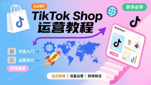 图片[1]-TikTok Shop从0到1运营教程，TikTok跨境电商新手必学课程-一鸣资源网